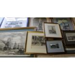 Selection of topographical prints - mainly Boston, framed photograph of Maud Foster windmill