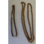 Belcher chain necklace marked 9k & broken belcher chain bracelet marked 375 (both tested as 9ct),