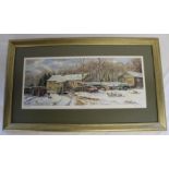 Large framed limited edition print "Manor Farm" signed in pencil John Wood 383/695, 81cm x 48cm