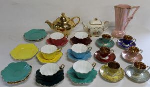 Royal Winton Golden Age teapot, Royal Stuart cups and saucers & Bavarian cups & saucers with gilt