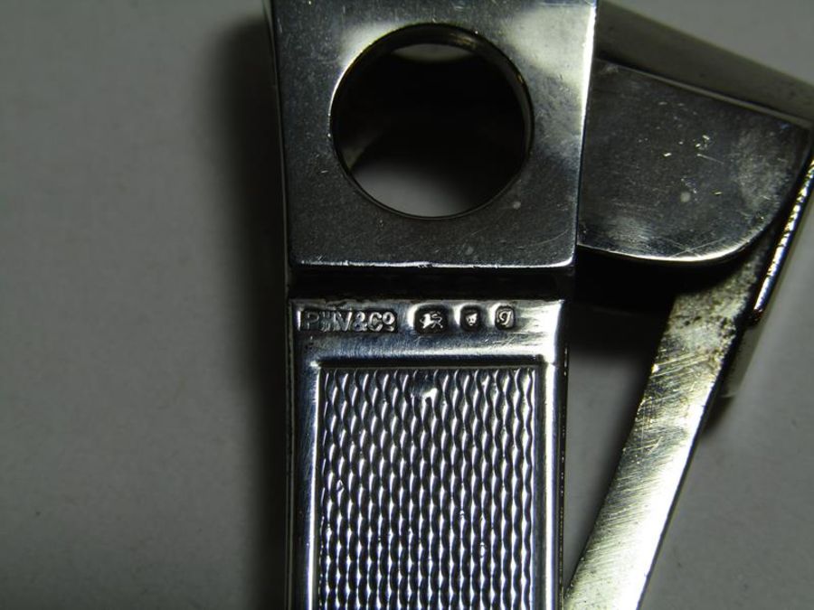 Silver cigar cutter London PH Vogel 1962, silver Royal Mint 1938 ARP badge, other pin badges - Image 9 of 9