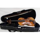 Small viola (40.5cm back 65cm total) bearing "Stradivarius Copy" label  in Hidersine case with R