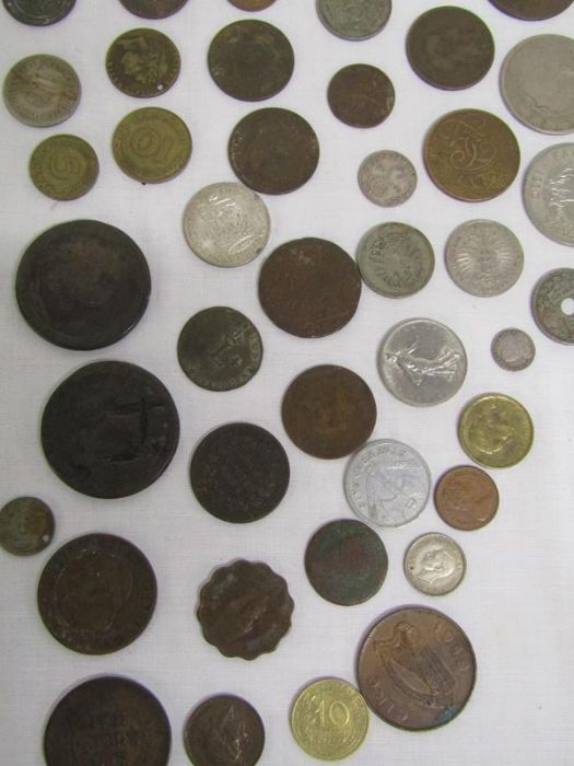 Large collection of coins includes cart wheel penny, Churchill, 3 pence, six pence, English and - Image 7 of 10