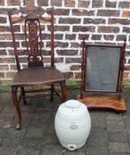 19th century mahogany framed dressing table mirror, Art Nouveau occasional chair & stoneware 2