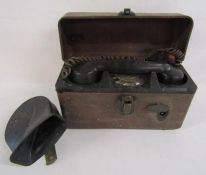 Engineers Bakelite telephone in case and a MIXO horn
