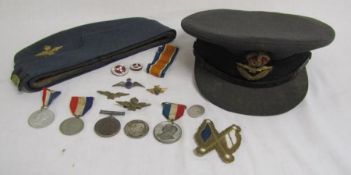 RAF Officers peaked service dress cap - Battersby London - hand written name J.H Younger, Field