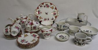 Quantity of Aynsley Rose Wilton B971 including cups, saucers, side plate & teapot, Denby