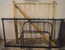 Brass double bed & a cast iron single bed