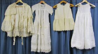 Victorian layered shawl and 3 children's gowns