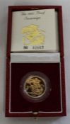 1985 gold proof sovereign no. 02063 in original box of issue, with certificate of authenticity