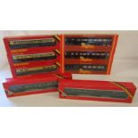 8 x Hornby 00 gauge cars and coaches - R454 Restaurant car -R430 57' brake 3rd -R429 57'