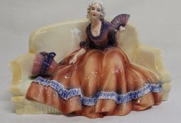 Katzhutte Thuringia porcelain figure of lady on sofa with fan