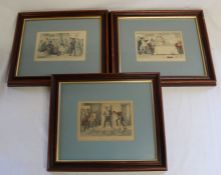 Three framed 19th century hand coloured humorous prints including Jorrocks