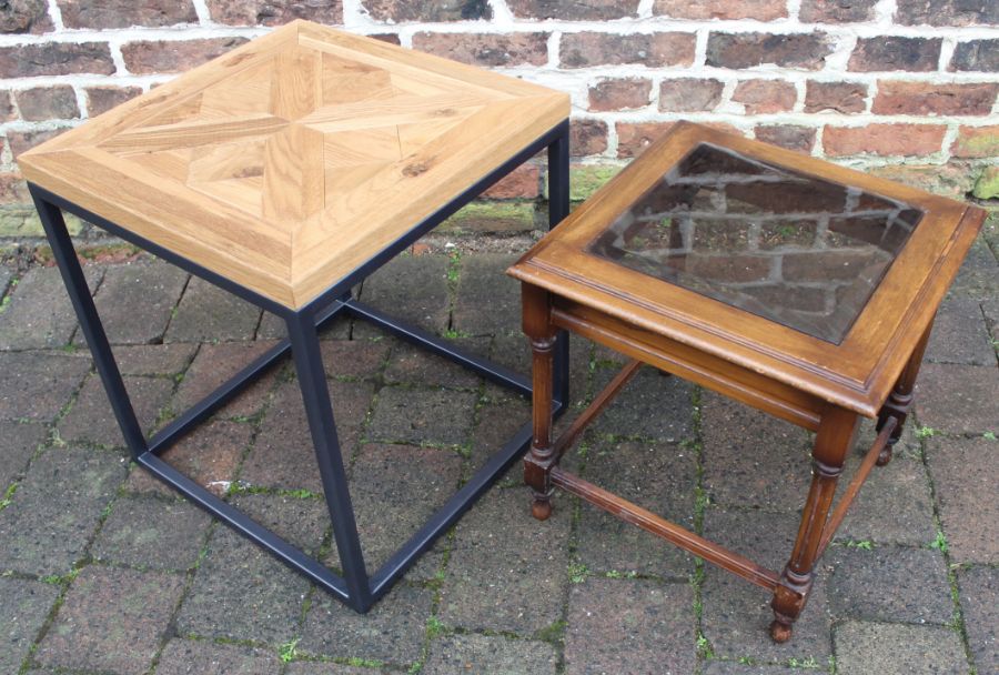 Glass topped occasional table & 1 other