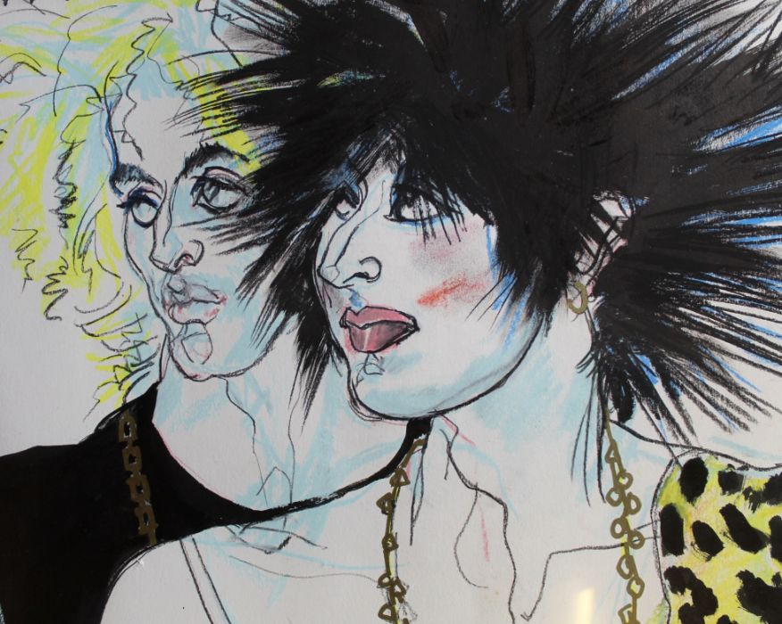 Jo Brocklehurst (1935-2006)  Punk Couple, framed, signed and dated 1982, mixed media, approx. 106. - Image 12 of 12