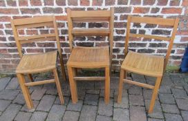 7 light wood children's school stacking chairs