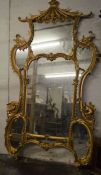 Large ornate Oriental Chippendale style gilded mirror approx. H 222cm x W 125cm