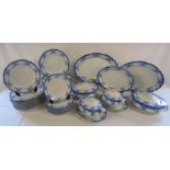 J.F Felton & Co 'Berries' pattern blue and white dinner service includes meat plates, dinner plates,