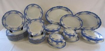 J.F Felton & Co 'Berries' pattern blue and white dinner service includes meat plates, dinner plates,
