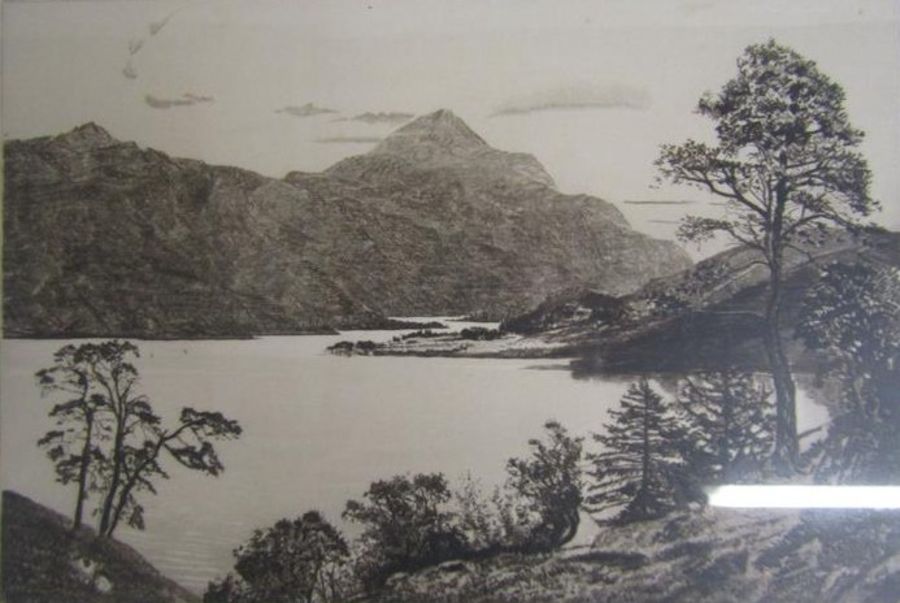 2 original drypoint etchings by A Watson Turnbull (exhibitor Royal Academy) - 'Benvenue' - 'Loch - Image 6 of 13