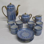 Japanese blue and gilt tea set