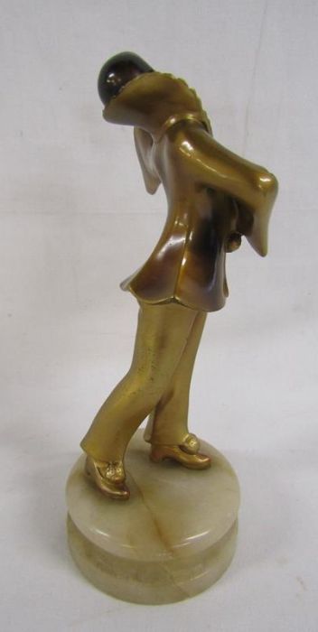 Art Deco painted bronze figure of a minstrel approx. 24cm tall - Image 4 of 5