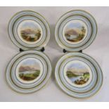 4 hand painted cabinet plates with gilded edge (converted from comports)