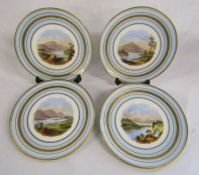 4 hand painted cabinet plates with gilded edge (converted from comports)