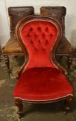 Pair of mid Victorian leather upholstered dining chairs with gold crest detail (for restoration) & a