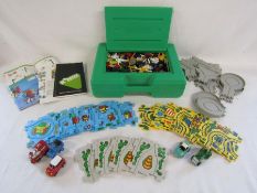 Cased k'nex - kinex building sets, some instructions and wind up cars and track