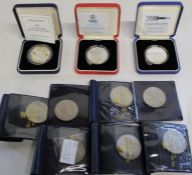 Royal Mint silver proof five pound coins: Golden Wedding, 1999 Total Solar Eclipse & 2000 Millennium