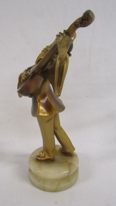 Art Deco painted bronze figure of a minstrel approx. 24cm tall - Image 2 of 5