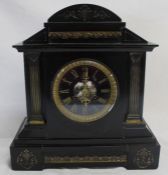 Victorian J W Benson black slate and marble mantel clock