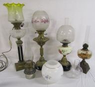 Oil lamps - Duplex No2, Eltex, Hinck's Duplex No2 etc with additional shade and chimney (electric