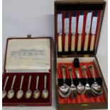 Cased British Hallmarks set of 6 Roberts & Belk silver teaspoons with crown terminal to