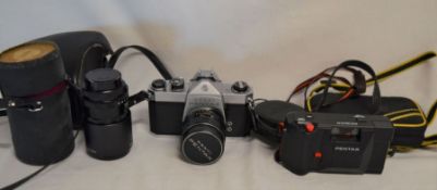 Pentax Asahi 3350078 SP500 camera with a lens & a Pentax PC35AFM camera