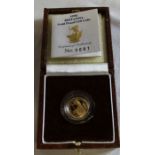 Royal Mint 1995 Britannia gold proof £10 coin with certificate of authenticity no. 0691 / 1500