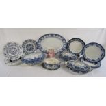 Collection of blue and white dinnerware includes T R & CO (Thomas Rathbone & Co) Countess, Alfred