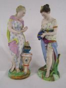 Pair of bisque Grecian ladies Vion et Baury pad mark and indentation mark 127 approx. 42cm tall