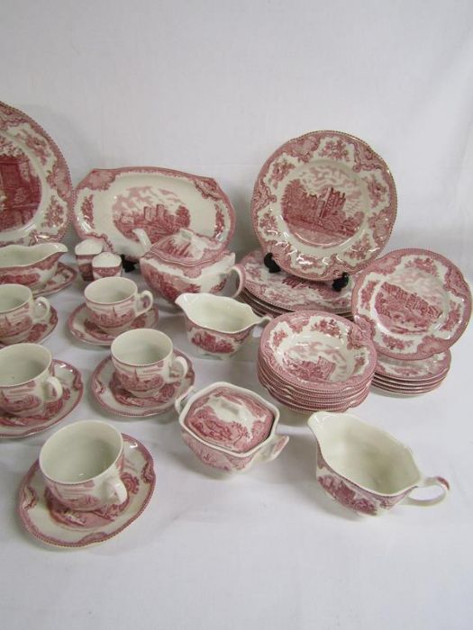 Johnson Bros 'Old Britain Castle' pink and cream dinner service includes tureen, serving plates, - Image 4 of 4