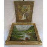 Gilt Framed oil on board signed E Blackwell (Evelyn Blackwell) 'Rydel Water' 1995 approx. 74cm x