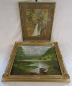 Gilt Framed oil on board signed E Blackwell (Evelyn Blackwell) 'Rydel Water' 1995 approx. 74cm x