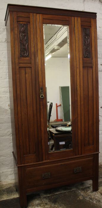 Edwardian mahogany wardrobe with mirror door