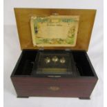 Victorian cylinder music box with bells in sight, 8 airs 38793 - cased with marquetry floral lid and