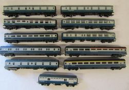 11 x 00 gauge Inter-city carriages includes buffet, sleeper, restaurant, Royal Mail etc