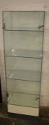 Glass display cabinet Ht 148cm W 45cm D 31cm