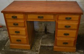 Solid wood twin pedestal desk L122 D56cm H76cm