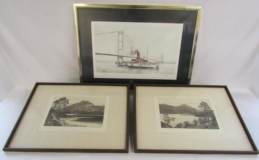 2 original drypoint etchings by A Watson Turnbull (exhibitor Royal Academy) - 'Benvenue' - 'Loch