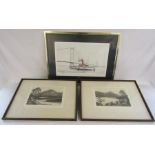 2 original drypoint etchings by A Watson Turnbull (exhibitor Royal Academy) - 'Benvenue' - 'Loch