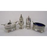 William Suckling Ltd - Birmingham 1941 cruet set (with Chester silver spoon) and Henry Matthews -